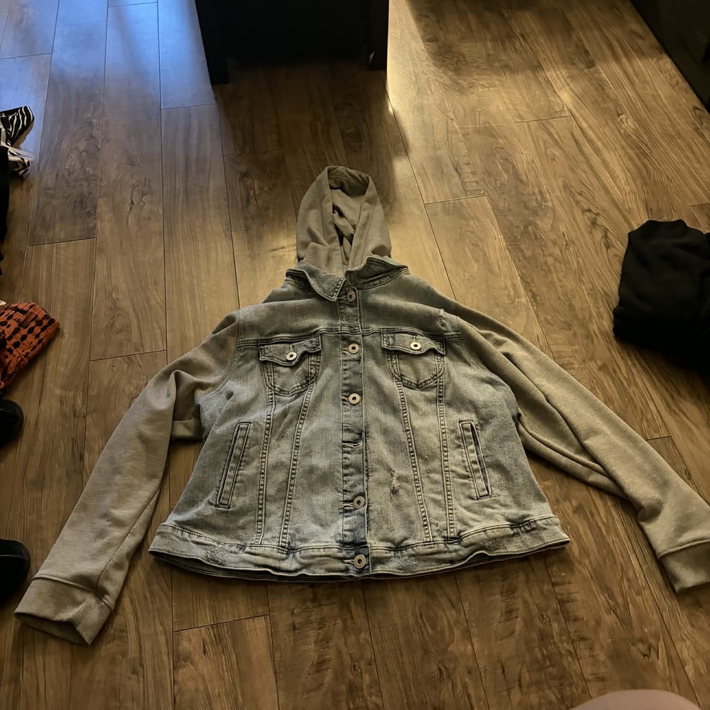 Torrid Denim Jacket with Gray Sleeves